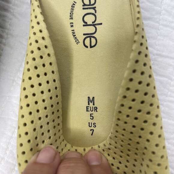 Arche Womens Galopin Yellow Perforated Leather Slip-On Mules SZ 7 Comfort France - Picture 8 of 10